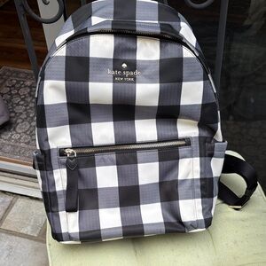 Kate Spade Black and White Plaid Check Backpack